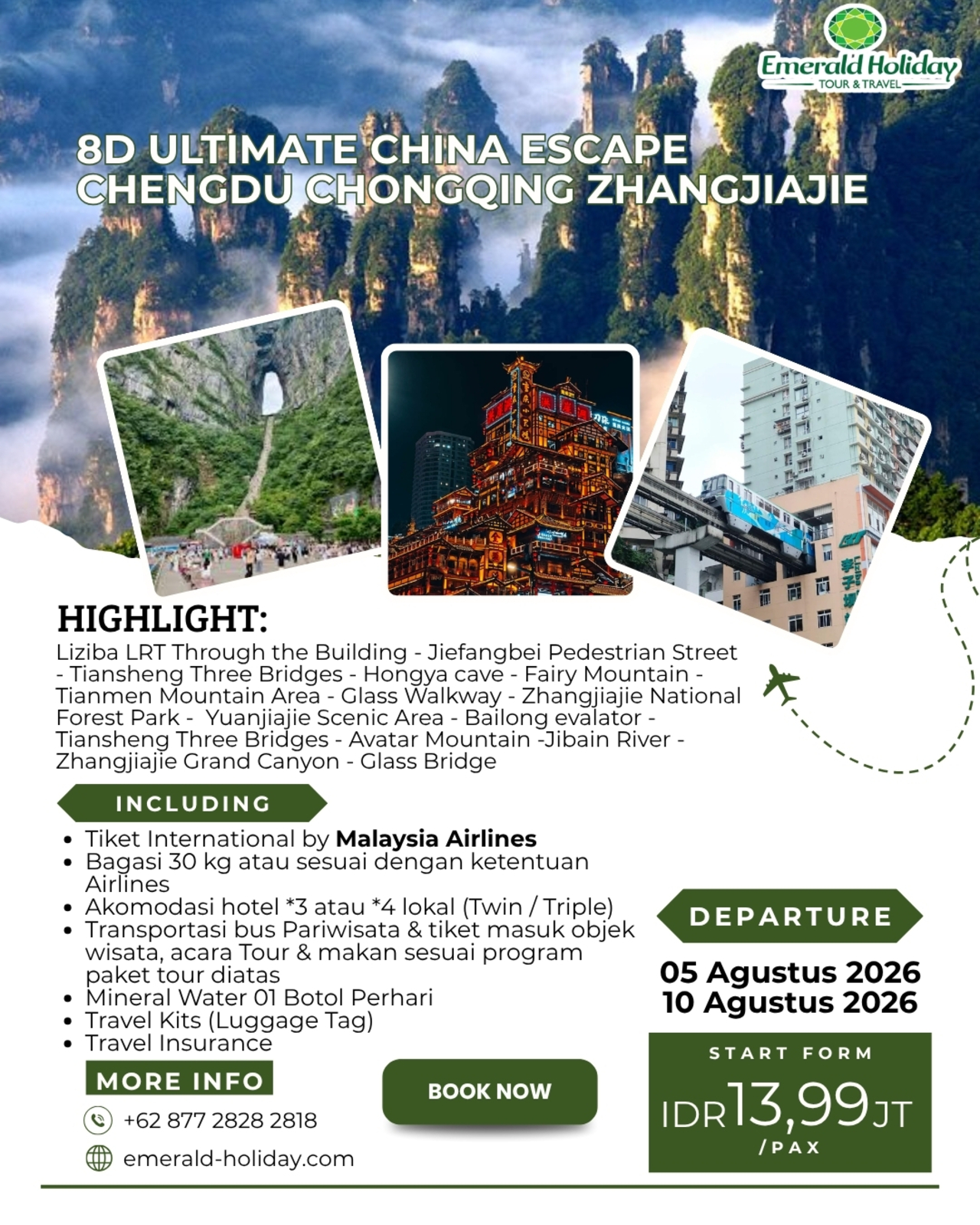 ESCAPE CHENGDU CHONGQING ZHANGJIAJIE